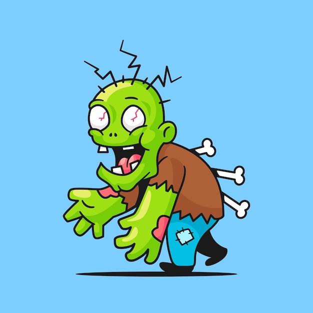 Walking zombie gruseliger cartoon-vektor