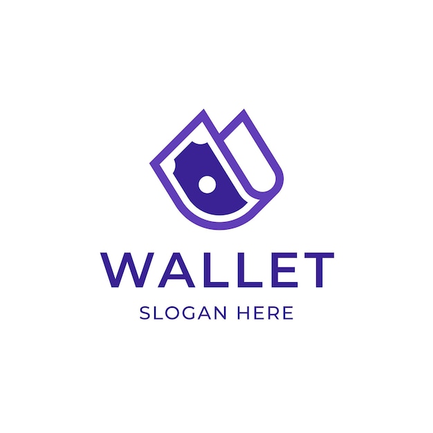 Vektor wallet cash moderne minimal-lila-logo