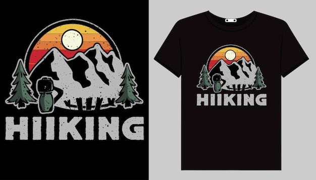 Vektor wander-t-shirt-design, outdoor-bergabenteuer