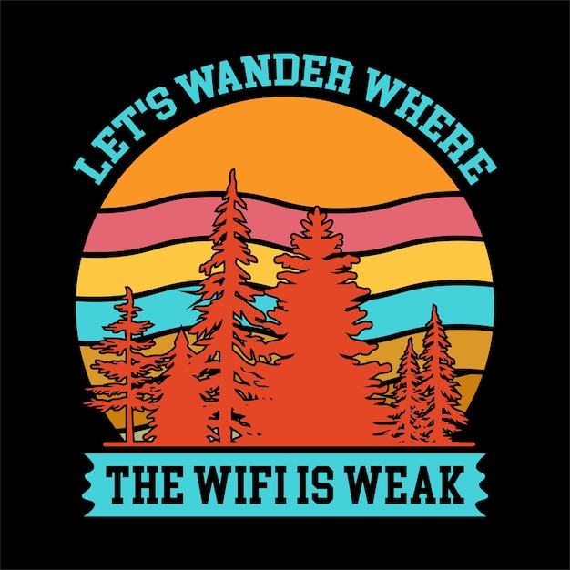 Wander-t-shirt-design vektor-wander-t-shirt grafikelement abenteuer-t-shirts