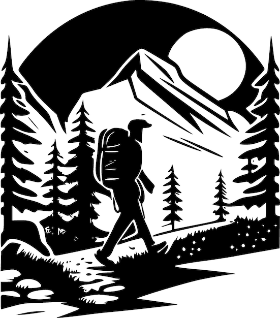 Wandern minimalistische und flache Logo-Vektor-Illustration