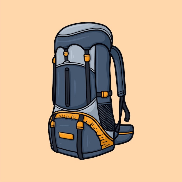 Wandern, rucksack, karikatur, vektor, abbildung, isolated