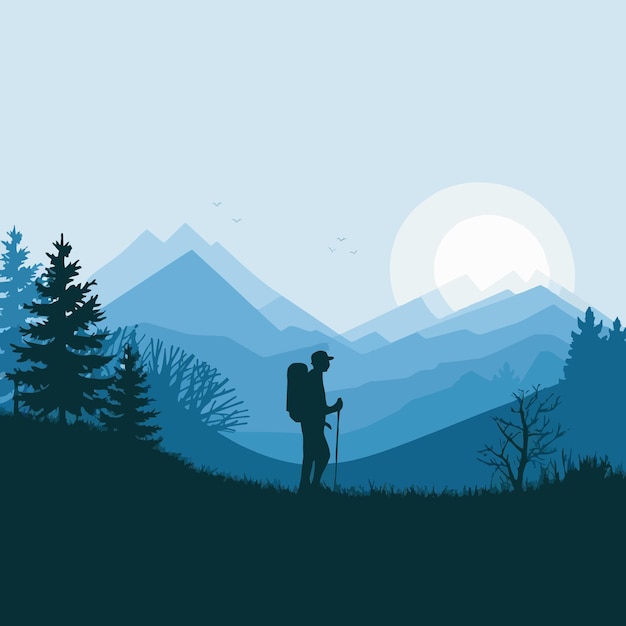 Wandern Silhouette-Menschen Teamarbeit