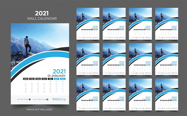 Vektor wandkalender 2021