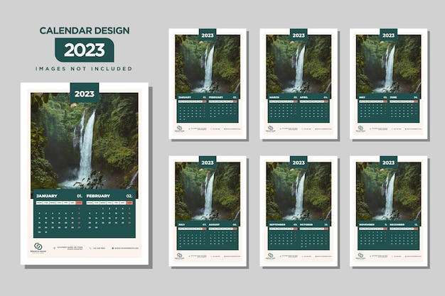 Wandkalender 2023 vorlage grünes design