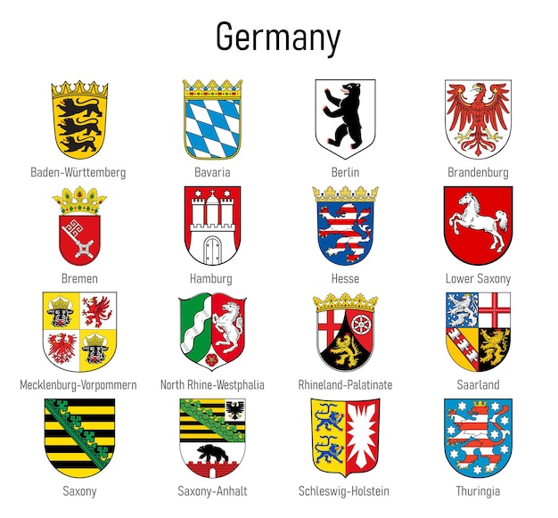 Wappen der länder deutschlands alle deutschen regionen emblemsammlung