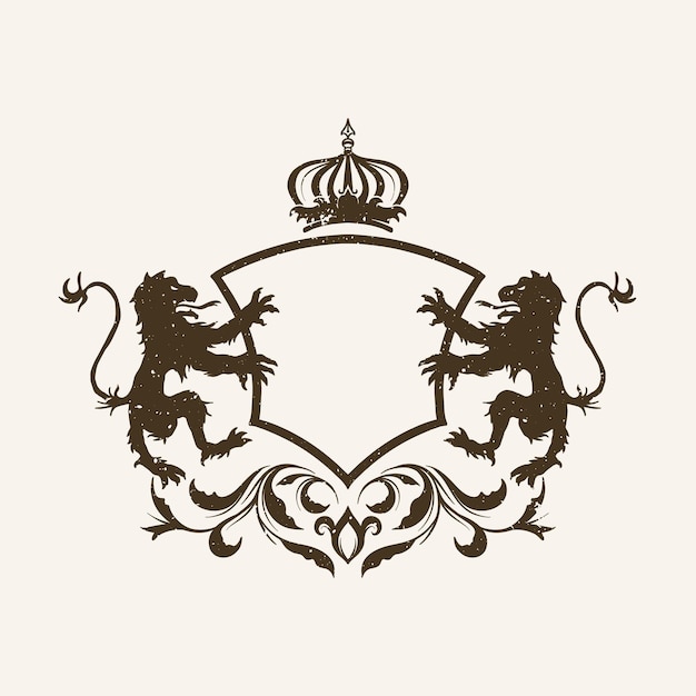 Wappen Emblem mit Krone und Löwen Vorlage
