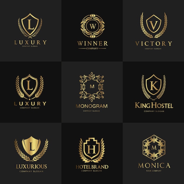 Wappen logo luxus-logo-set design für hotel, immobilien, spa, mode marke identität