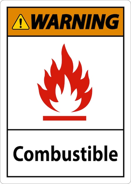 Warnschild Brennbar auf weißem Hintergrund