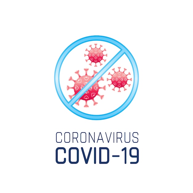 Warnschild mit Coronavirus Covid 19 Logo, rotes Coronavirus Ncov 19. Pandemiekonzept, medizinisches Symbol des Gesundheitswesens.