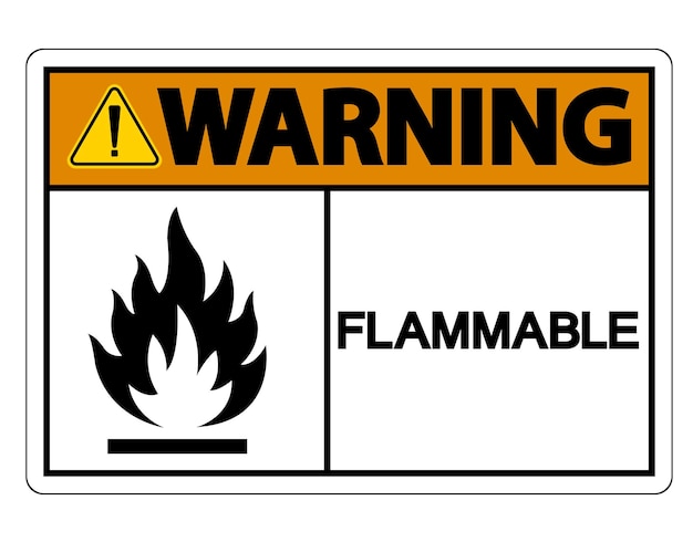 Warnung Entflammbares Symbol Zeichen auf weißem Hintergrund Vektor-Illustration