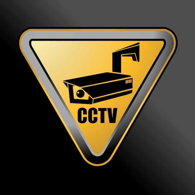 Warnung: videoüberwachung rund um die uhr durch überwachungskameras überwacht, zeichenvektor