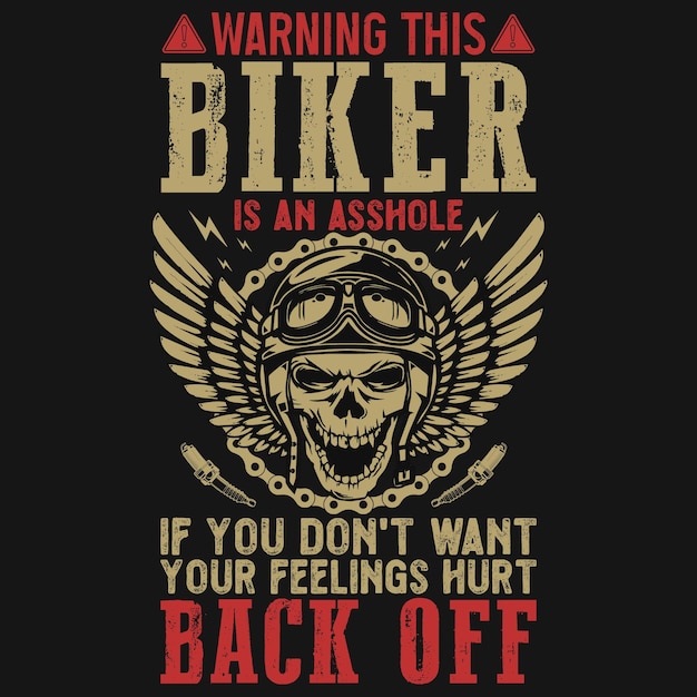 Vektor warnung vor diesem biker ist ein arschloch-motorrad-t-shirt-design