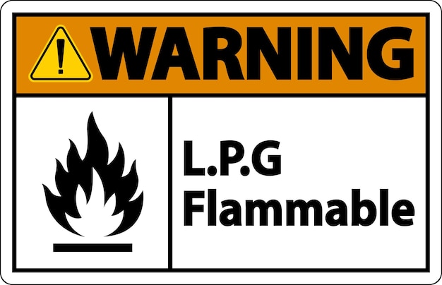 Warnzeichen für flammbares LPG-Symbol auf weißem Hintergrund