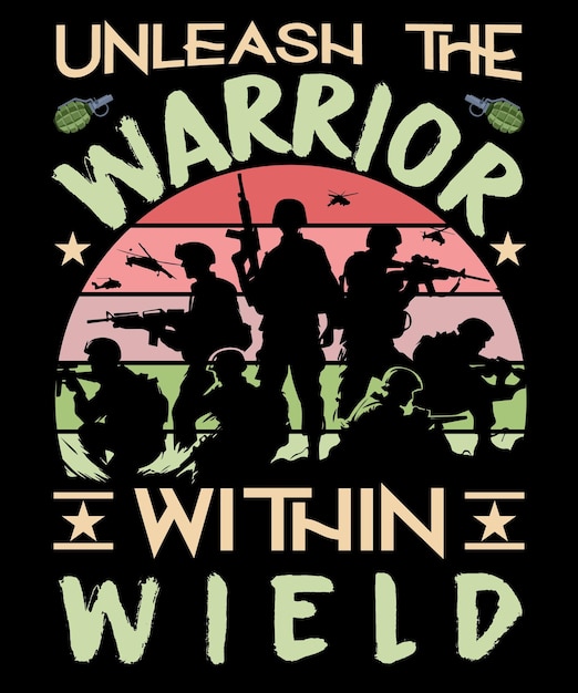 Warrior legacy vintage badge tribute beste t-shirt-design für militärveteranen