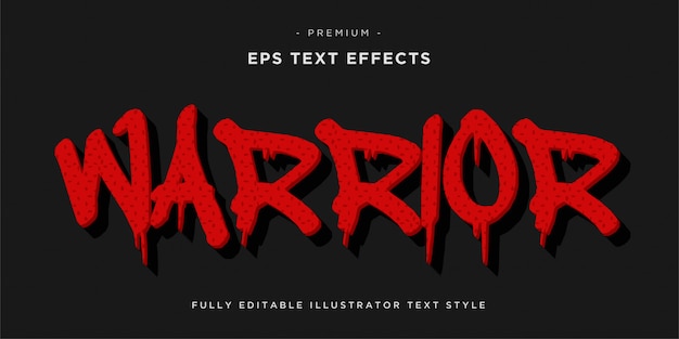 Warrior Text Style Effekt - Warrior Red Color Fond.