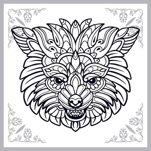 Waschbär-Zentangle-Künste isoliert auf weißem Hintergrund