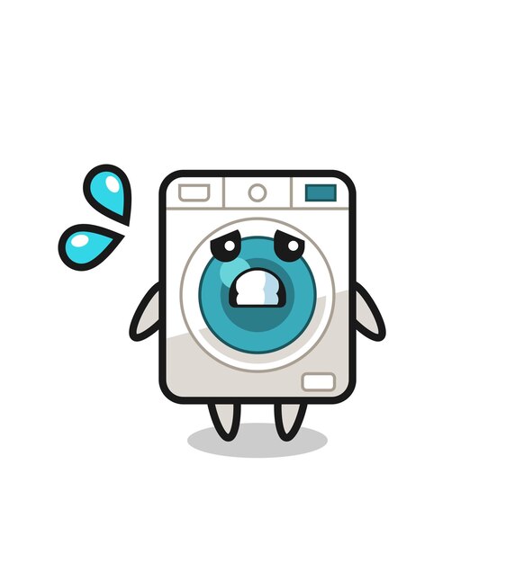 Vektor waschmaschinen-maskottchen mit ängstlicher geste