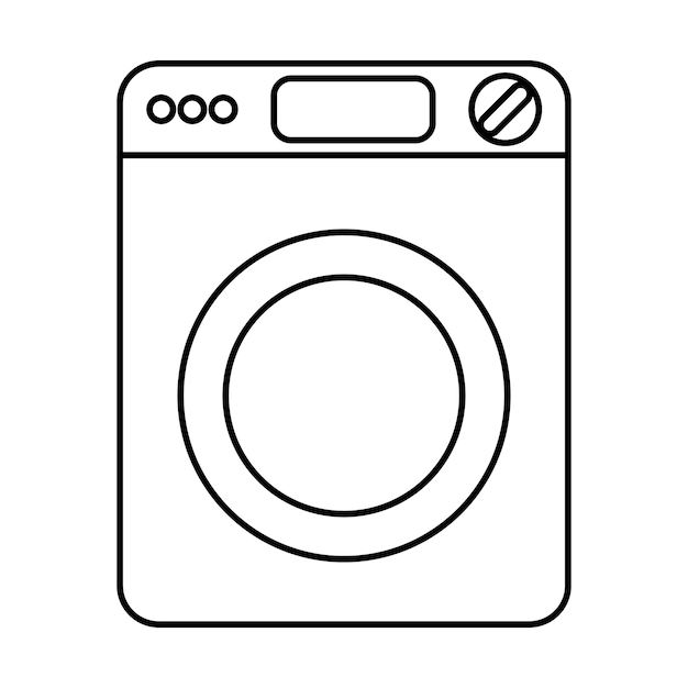 Waschmaschinen-Umrissillustration auf weißem Hintergrund-Doodle
