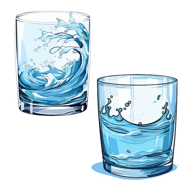 Wasser in glasvektor-kartoon