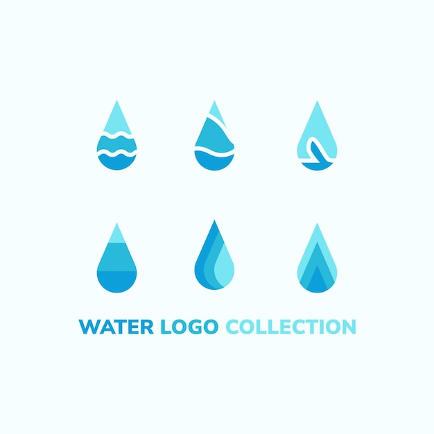 Vektor wasser-logo-kollektion mit sechs verschiedenen formen