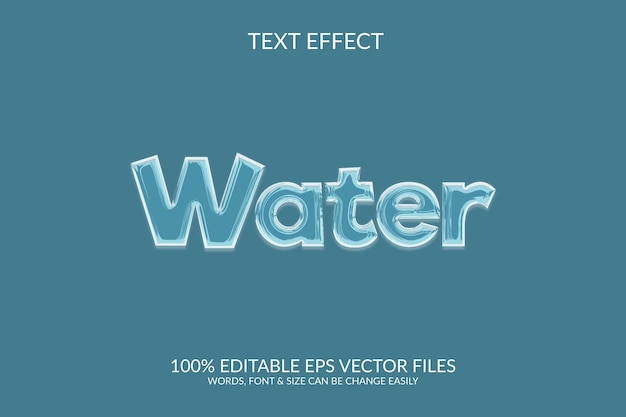 Wasser Moderner bearbeitbarer Texteffekt 3D-bearbeitbarer Vektor-EPS-Textstileffekt