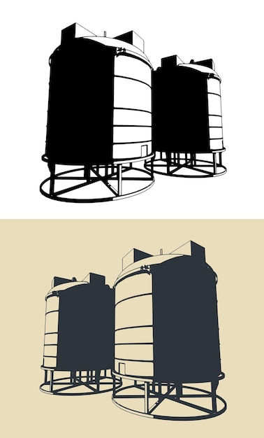 Wasserbehälter aus Kunststoff auf Metallbasis