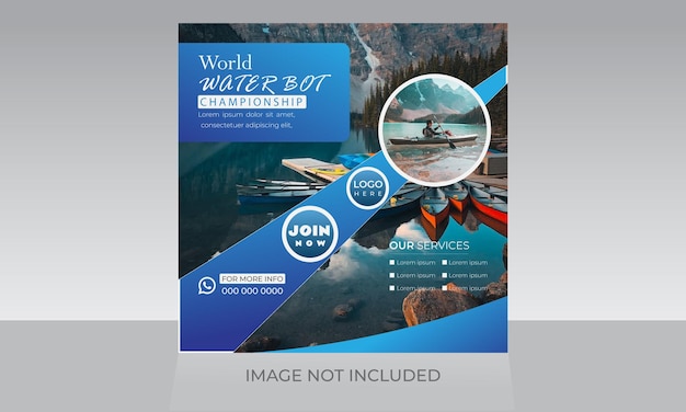 Wasserboot-Champion-Social-Media-Quadrat-Flyer-Vorlage