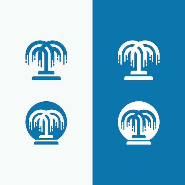 Vektor wasserbrunnen logo design mit teich wasserstrahlbrunnen