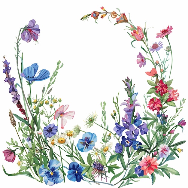 Wasserfarben-Wildblumenrahmen
