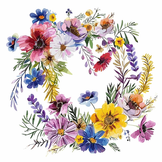 Wasserfarben-Wildblumenrahmen
