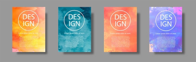 Wasserfarbener Hintergrund mit orange-blauer, dunkelblauer und Regenbogenfarbe