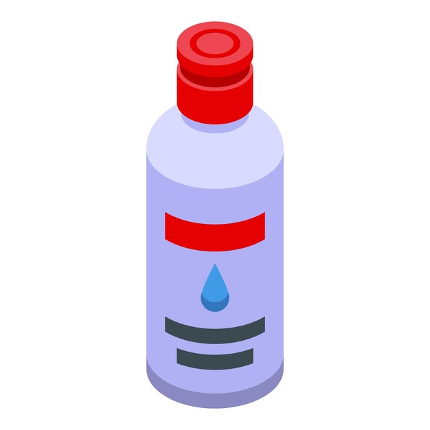 Wasserflasche mit roter Kappe isometrische Abbildung