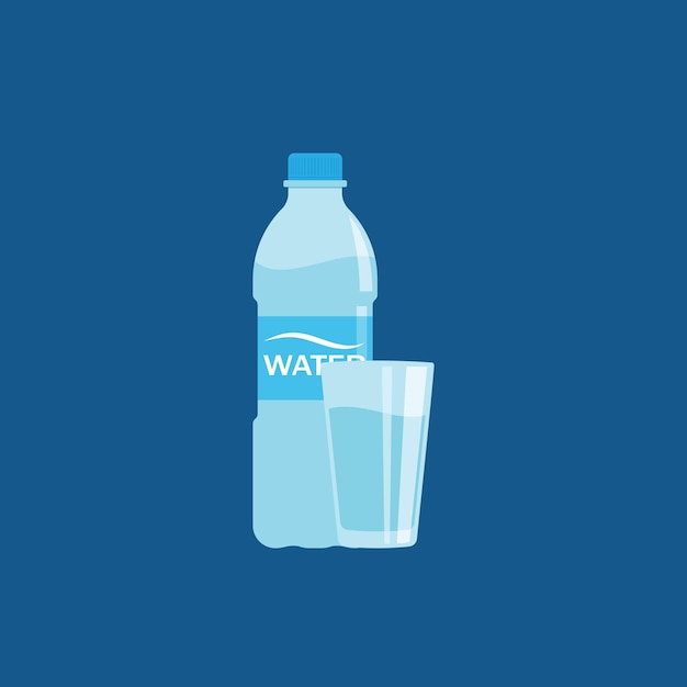 Wasserflasche und glasikone vector illustrationsdesign