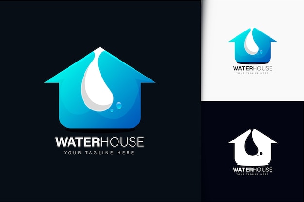 Wasserhaus-logo-design mit farbverlauf