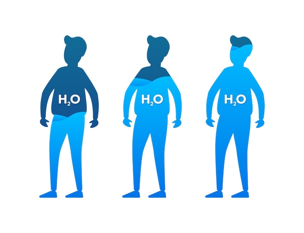 Wasserkörperbalance h2o-gehalt gesunder lebensstil vektorvorratillustration