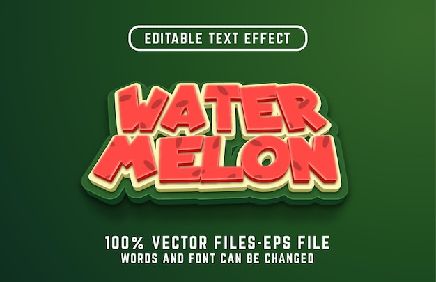 Wassermelone 3d-text editierbarer texteffekt premium-vektoren