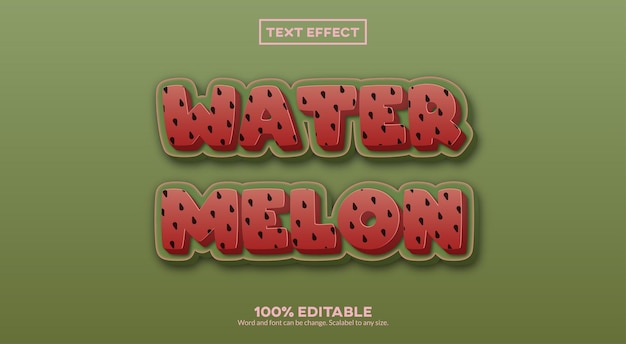 Vektor wassermelone 3d-texteffekt