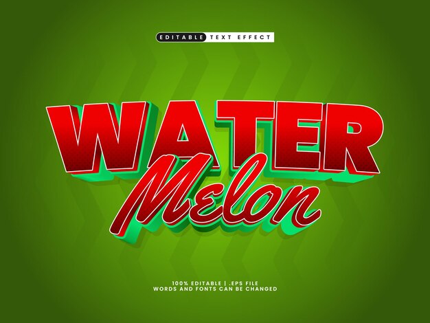 Wassermelone-bearbeitbare Texteffekt mit einem fröhlichen und farbenfrohen kindlichen Stil