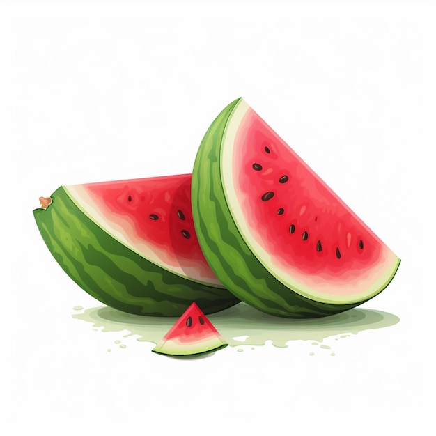 Wassermelone, frisch, sommer, süß, obst, grün, vektor, organisch, lecker, scheibe, melone, rot, gesund