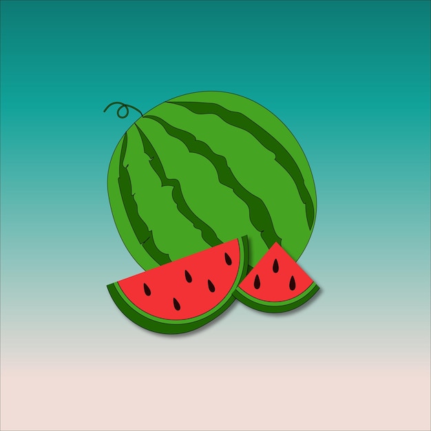 Wassermelone und saftige scheiben vektorillustration im flachen designsommerlebensmittelkonzept