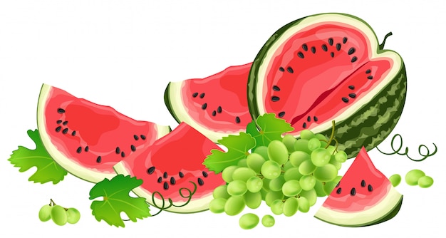 Wassermelone und Trauben