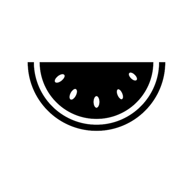 Wassermelone, vektor. wassermelonen-symbol in schwarzer farbe auf weißem hintergrund.