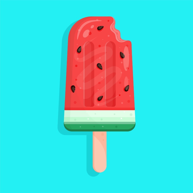 Vektor wassermelonen-eis auf blauem hintergrund vektorillustration
