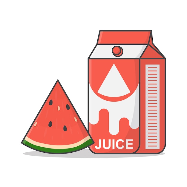 Wassermelonen-saft-kasten mit orange symbol-illustration.