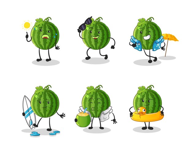 Wassermelonen-urlaubscharakter. cartoon-maskottchen-vektor