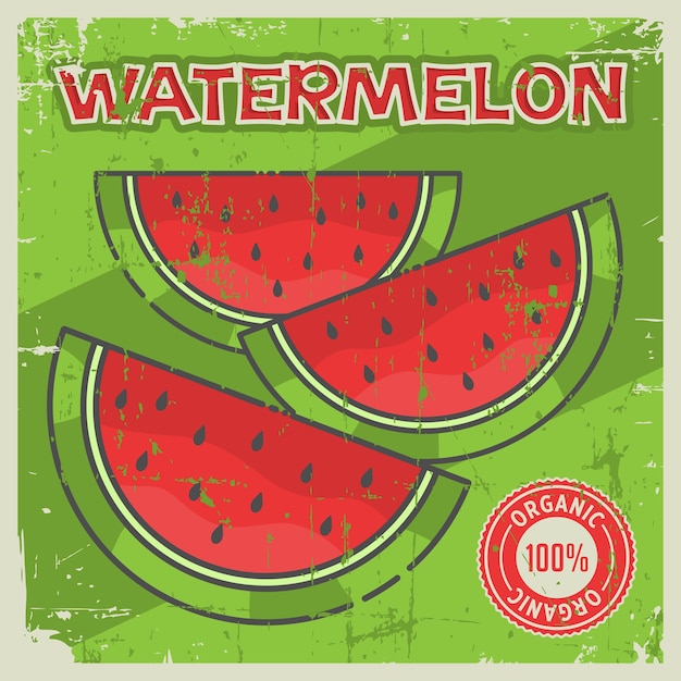 Wassermelonen-Weinlese-Retro- Signage-Vektor