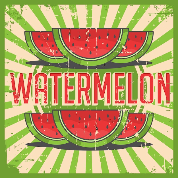 Wassermelonen-weinlese-retro- signage-vektor