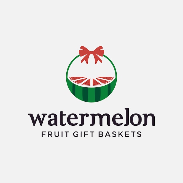 Wassermelonenfrucht-geschenkkörbe logo-design-vorlage