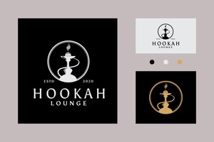 Vektor wasserpfeife shisha pfeife minimal flat logo template siegel emblem stempel für cafe shop club lounge